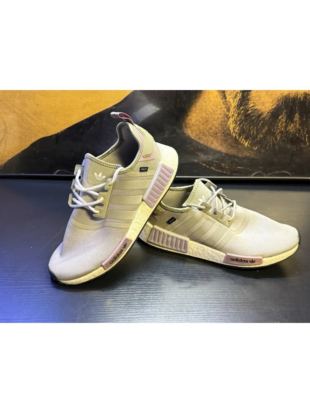 Adidas Women's SIZE 11 NMD_R1 Grey Green Metallic Purple Pink GY8538